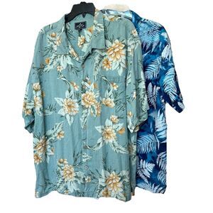 Hawaiian Shirts Men’s 2X Bundle Short Sleeve Button Up Tropical Set Of 2
